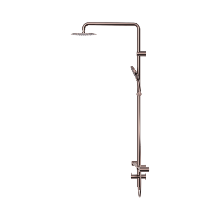 Nero Mecca Care 32mm T Bar Grab Rail 1100x750mm Twin Shower Set Brushed Bronze