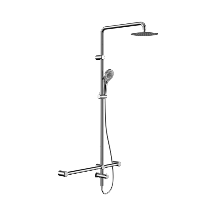 Nero Mecca Care 32mm T Bar Grab Rail 1100x750mm Twin Shower Set Chrome