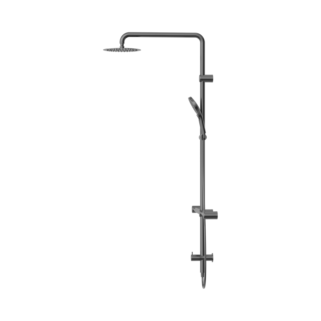 Nero Mecca Care 32mm T Bar Grab Rail 1100x750mm Twin Shower Set Gun Metal