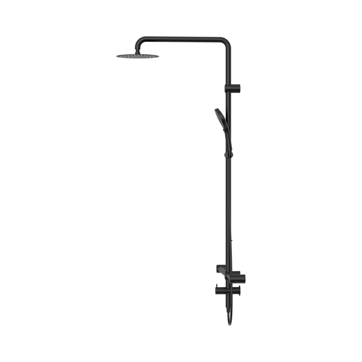 Nero Mecca Care 32mm T Bar Grab Rail 1100x750mm Twin Shower Set Matte Black