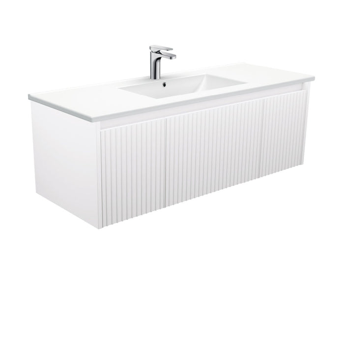 Fienza Alina Fluted Wall-Hung Vanity 1200mm / Satin White / Dolce