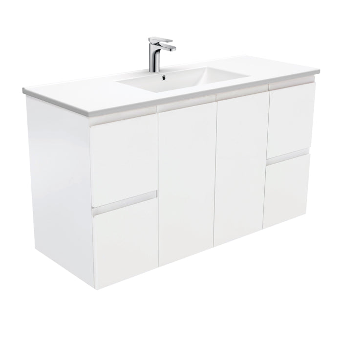 Fienza Fingerpull Wall-Hung Vanity 1200mm / Satin White / Dolce