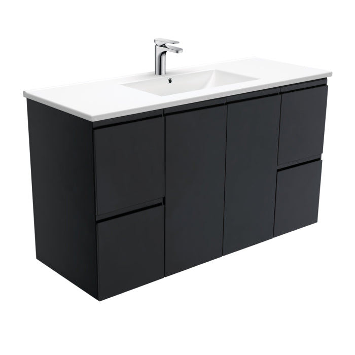Fienza Fingerpull Wall-Hung Vanity 1200mm / Satin Black / Dolce