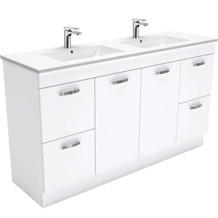 Fienza Unicab Floor Vanity 1500mm / Dolce Double Bowl / Kickboard
