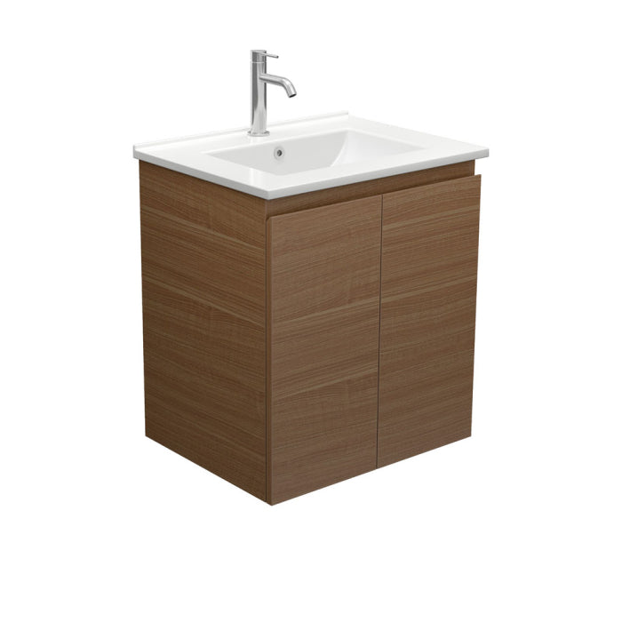 Fienza Edge Wall-Hung Vanity 600mm / Walnut / Dolce