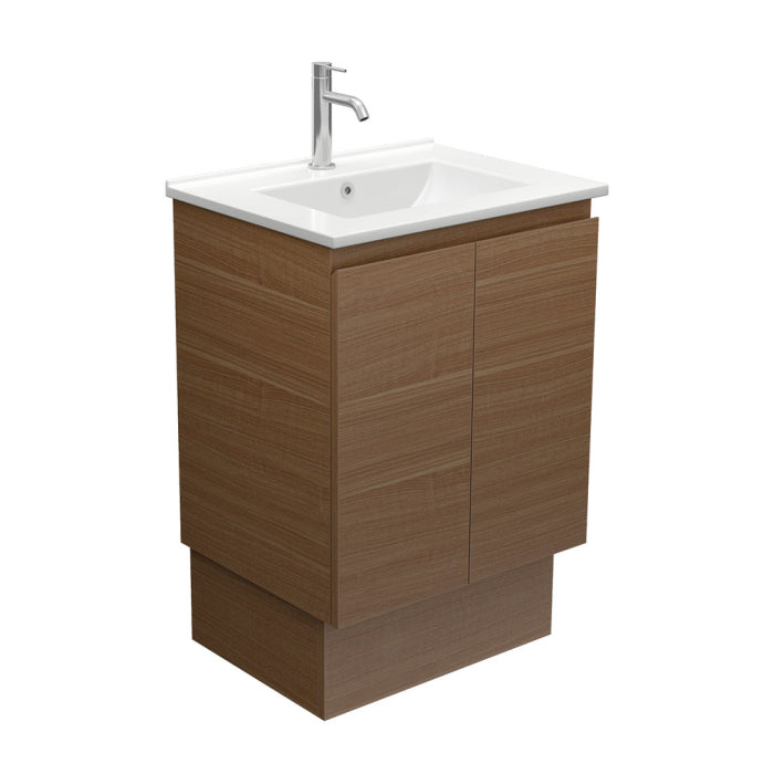 Fienza Edge Vanity On Kickboard 600mm / Walnut / Dolce