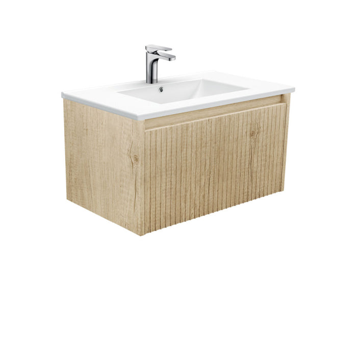Fienza Alina Fluted Wall-Hung Vanity 750mm / Scandi Oak / Dolce