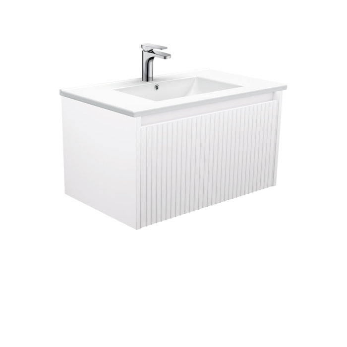 Fienza Alina Fluted Wall-Hung Vanity 750mm / Satin White / Dolce