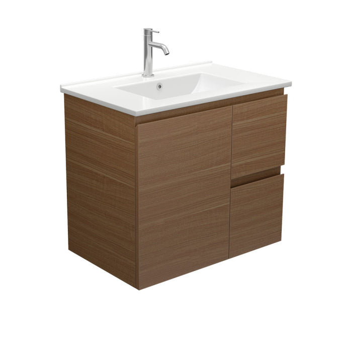 Fienza Edge Wall-Hung Vanity 750mm / Walnut / Dolce
