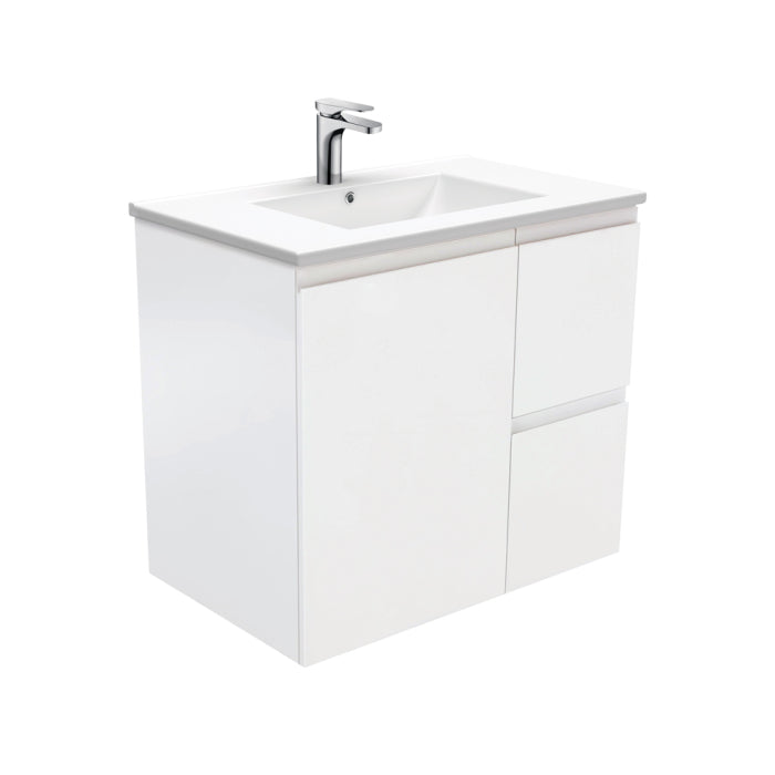 Fienza Fingerpull Wall-Hung Vanity 750mm / Satin White / Dolce