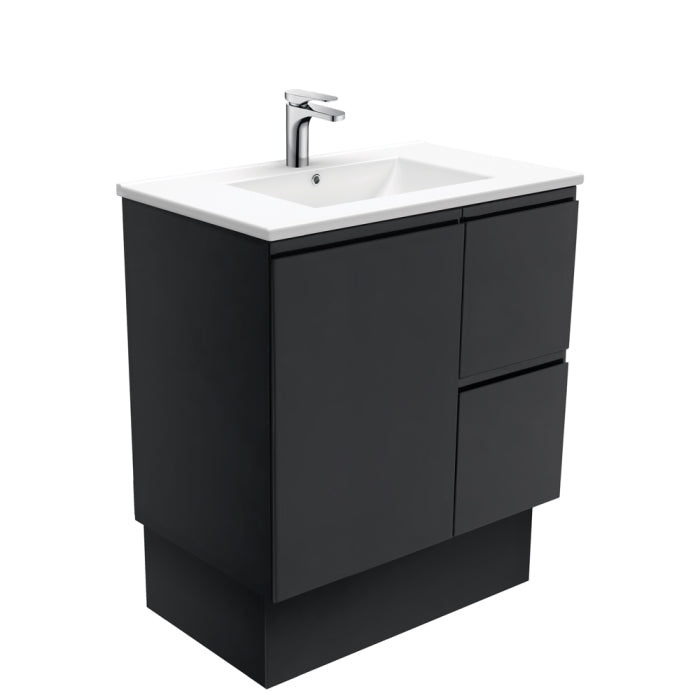 Fienza Fingerpull Vanity On Kickboard 750mm / Satin Black / Dolce
