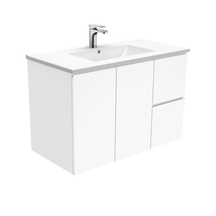 Fienza Fingerpull Wall-Hung Vanity 900mm / Gloss White / Dolce