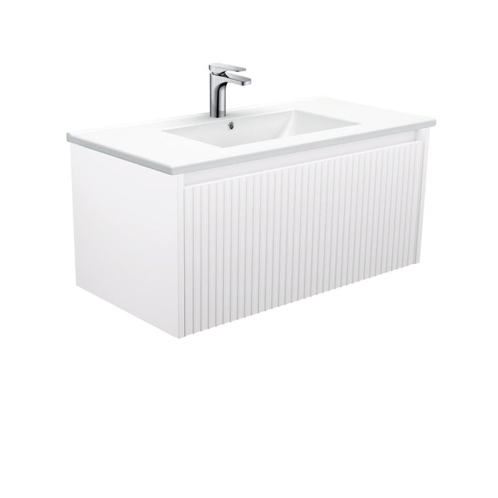 Fienza Alina Fluted Wall-Hung Vanity 900mm / Satin White / Dolce