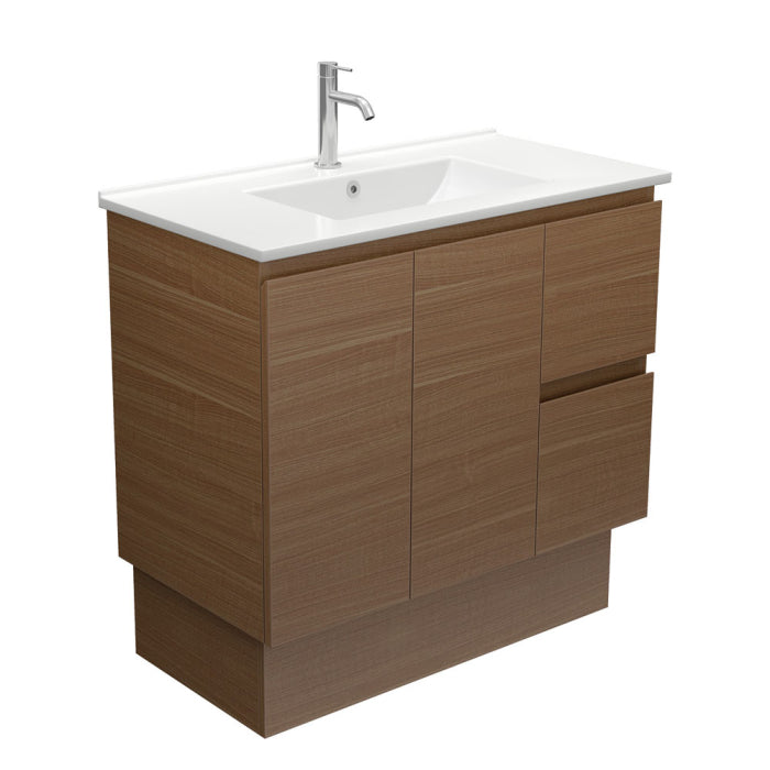 Fienza Edge Vanity On Kickboard 900mm / Walnut / Dolce