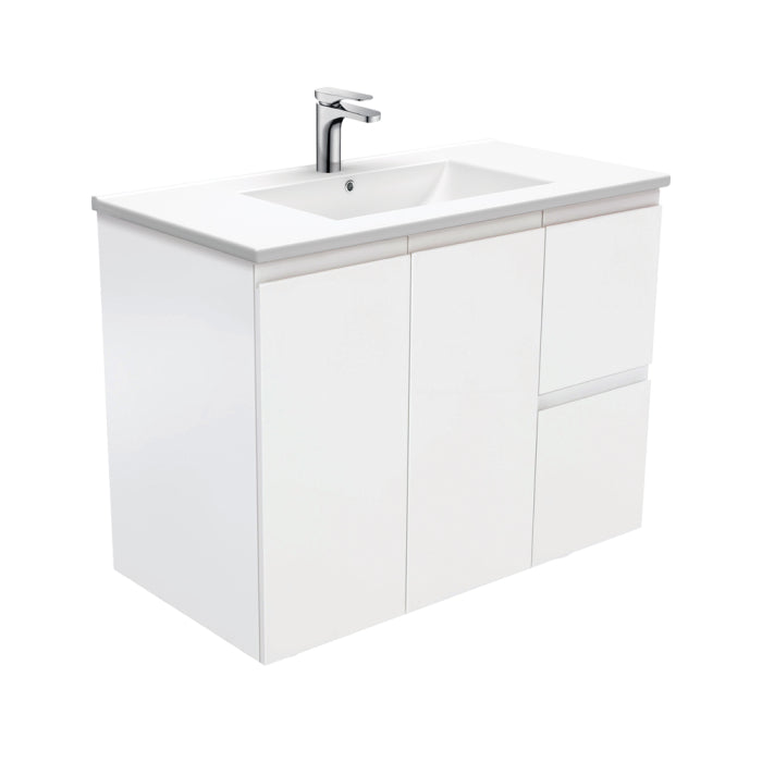 Fienza Fingerpull Wall-Hung Vanity 900mm / Satin White / Dolce