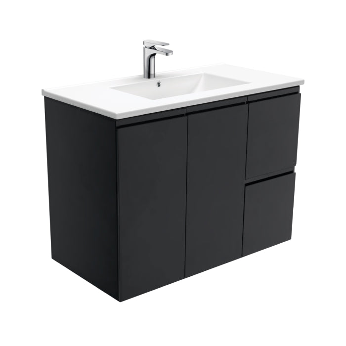 Fienza Fingerpull Wall-Hung Vanity 900mm / Satin Black / Dolce