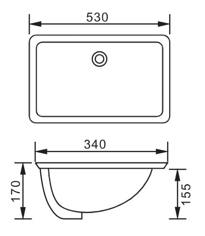 ELEGANT Under Counter Basin dimensions