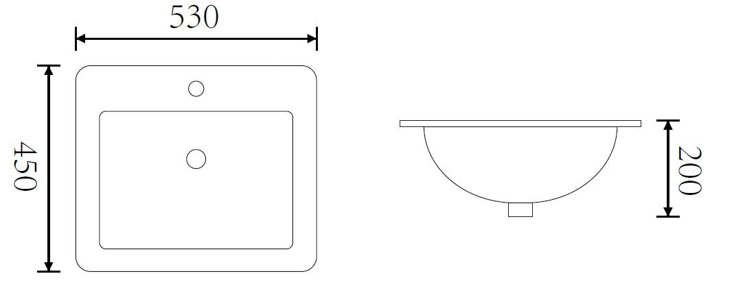 ELEGANT Drop-In Basin dimensions