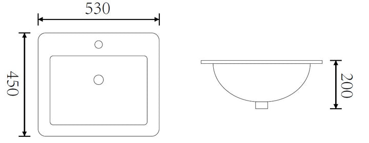 ELEGANT Drop-In Basin dimensions