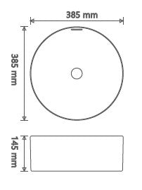 SLEEK 385mm basin dimensions