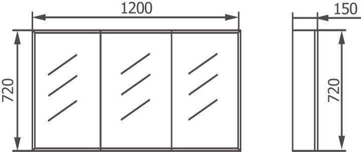 Impressions Mirror Wall Cabinet 1200mm dimensions