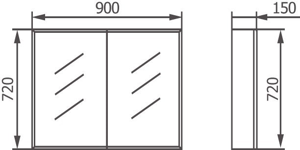 Impressions Mirror Wall Cabinet 900mm dimensions