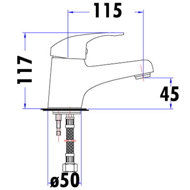 Demos Fixed Basin Mixer dimensions
