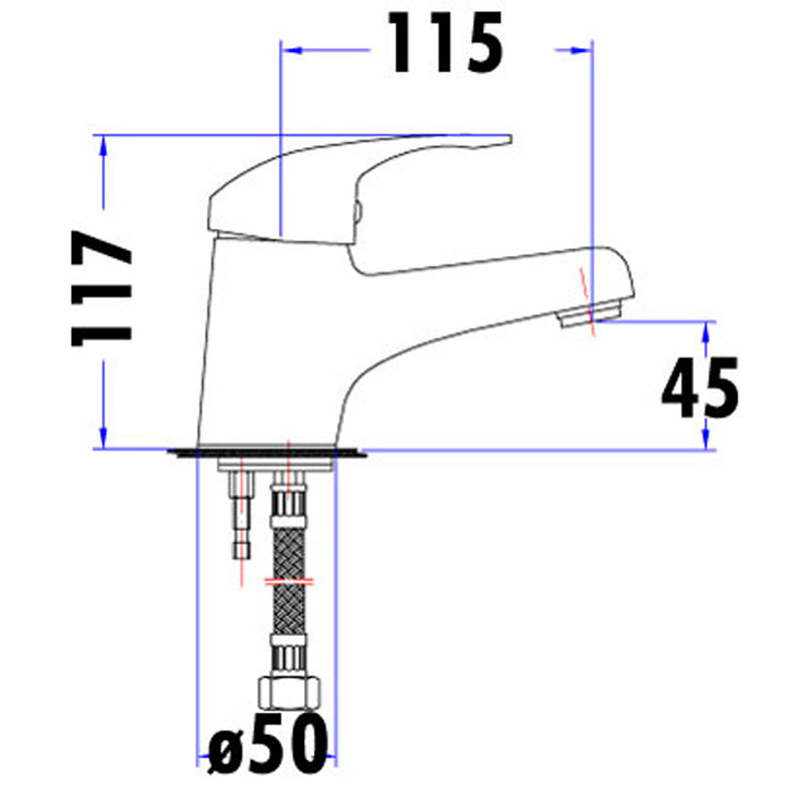 Demos Fixed Basin Mixer dimensions