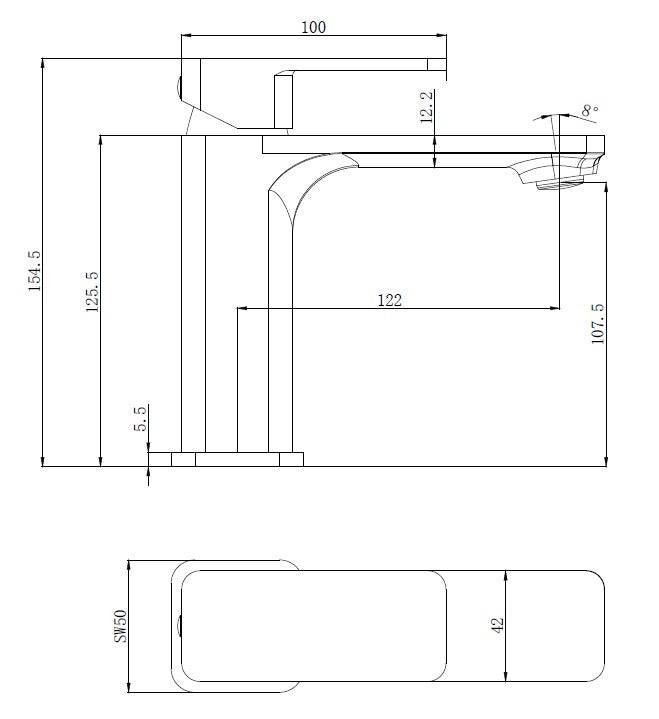 Elegant Basin Mixer dimensions