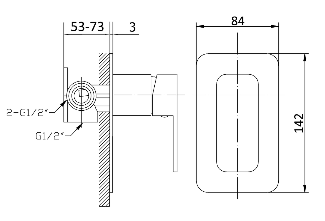 Elegant Wall Mixer dimensions