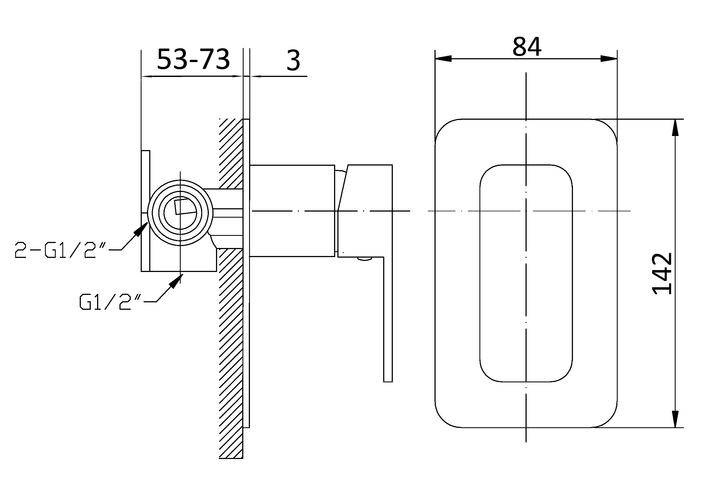 Elegant Wall Mixer dimensions