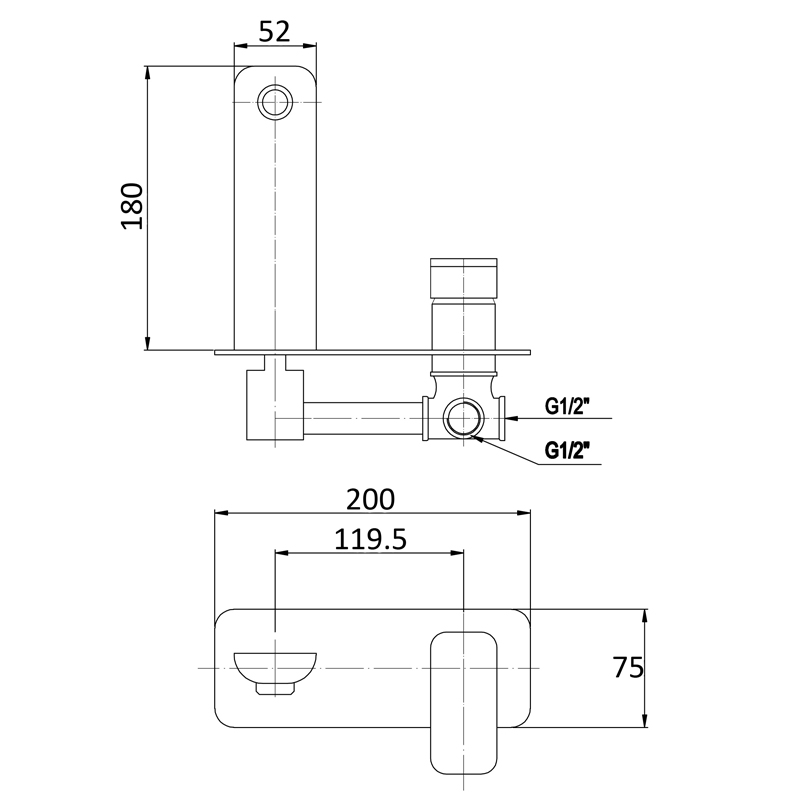 Elegant Wall Basin Mixer dimensions