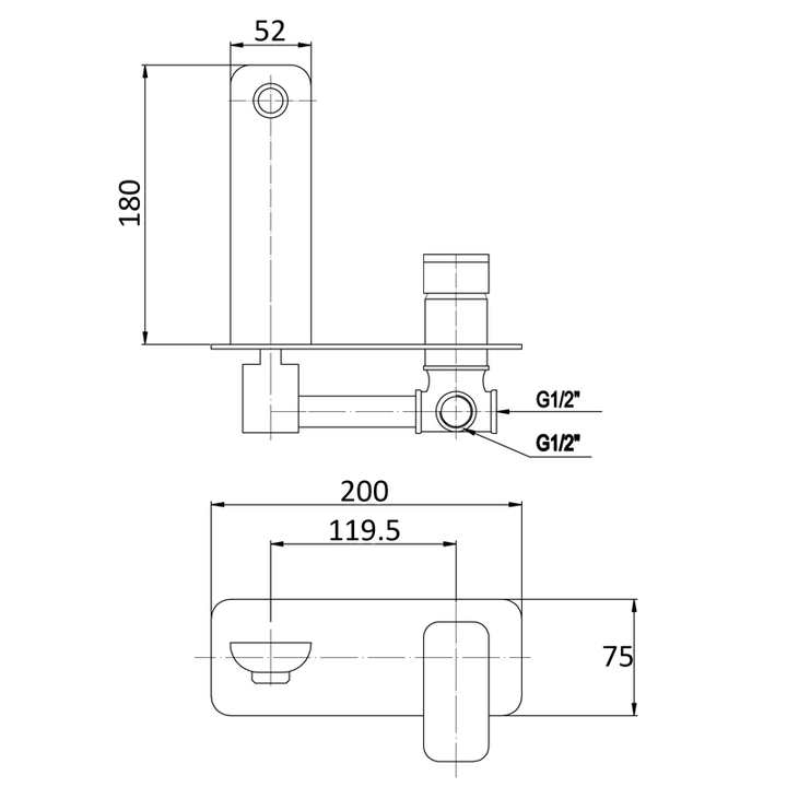Elegant Wall Basin Mixer dimensions