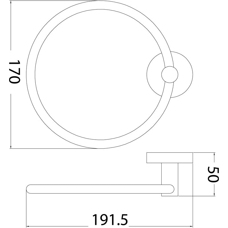 Impressions Ideal Towel Ring dimensions