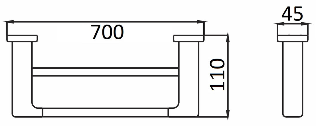 Impressions Flush Double Towel Rail dimensions