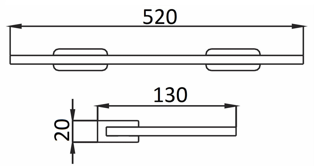 Impressions Flush Glass Shelf dimensions