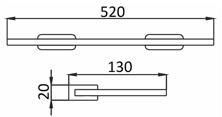 Impressions Flush Glass Shelf dimensions