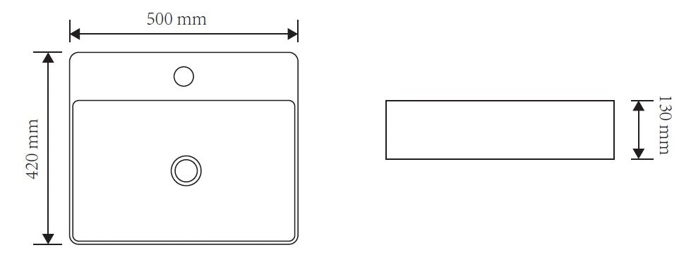 FLUSH 500 Wall/Counter Basin dimensions