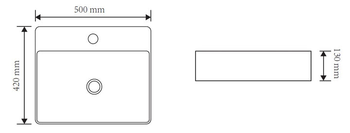 FLUSH 500 Wall/Counter Basin dimensions