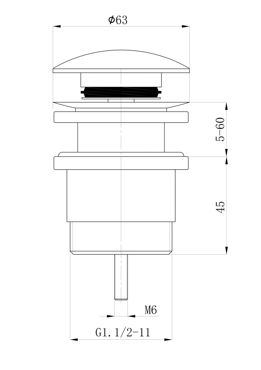 Aria Basin Pop Up Waste dimensions