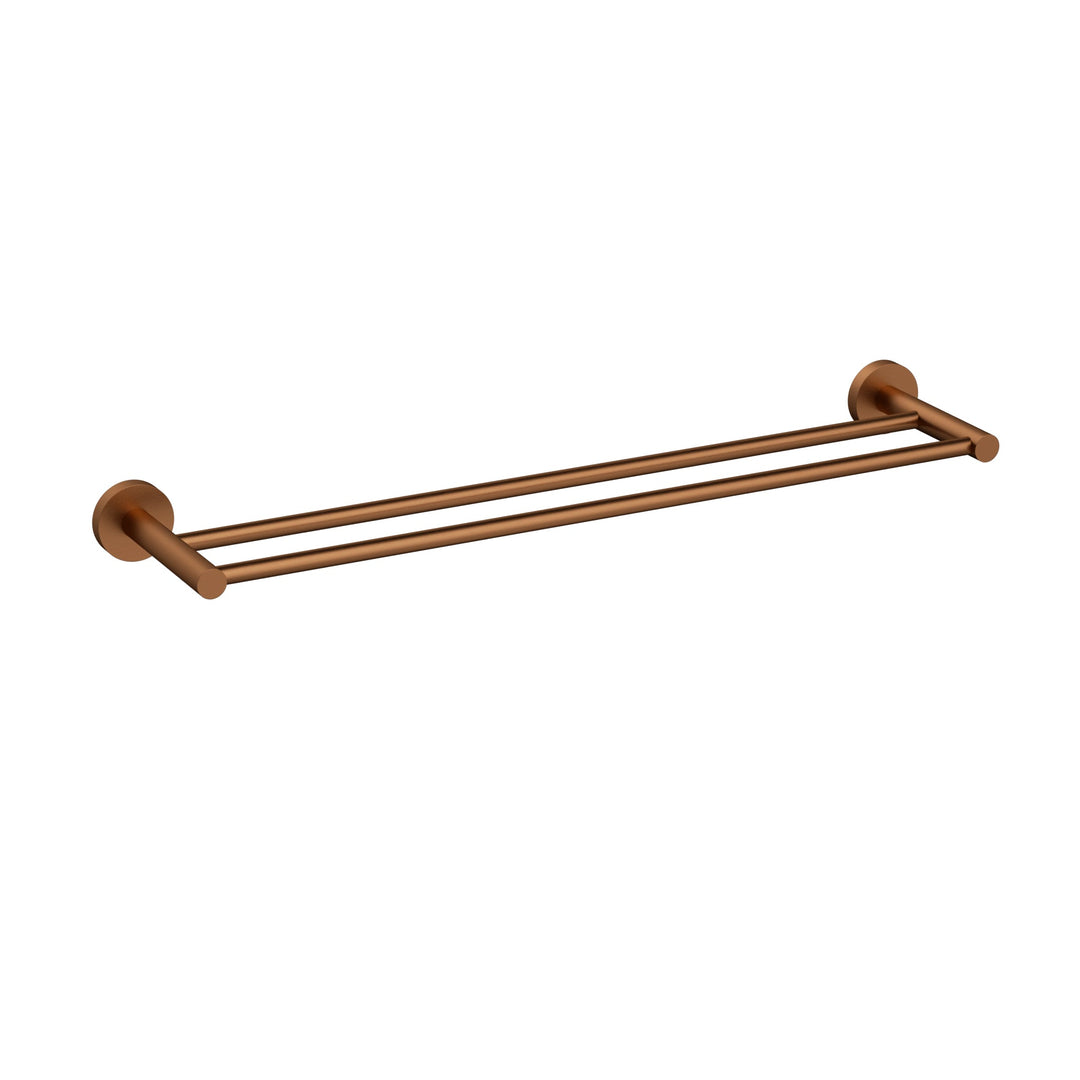 Aria Double Towel Rail 600mm Brushed Copper