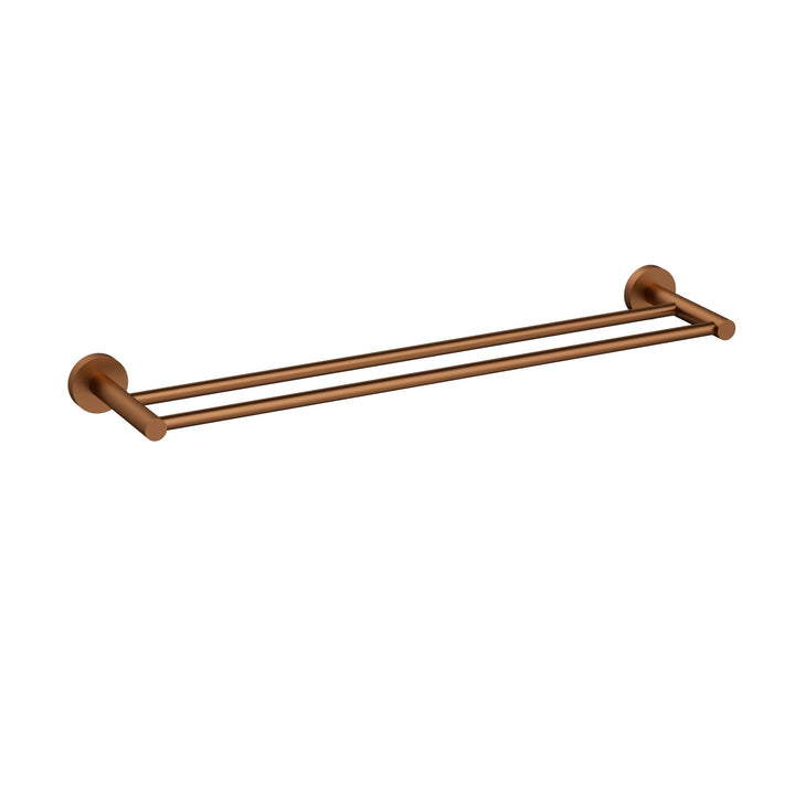 Aria Double Towel Rail 600mm Brushed Copper