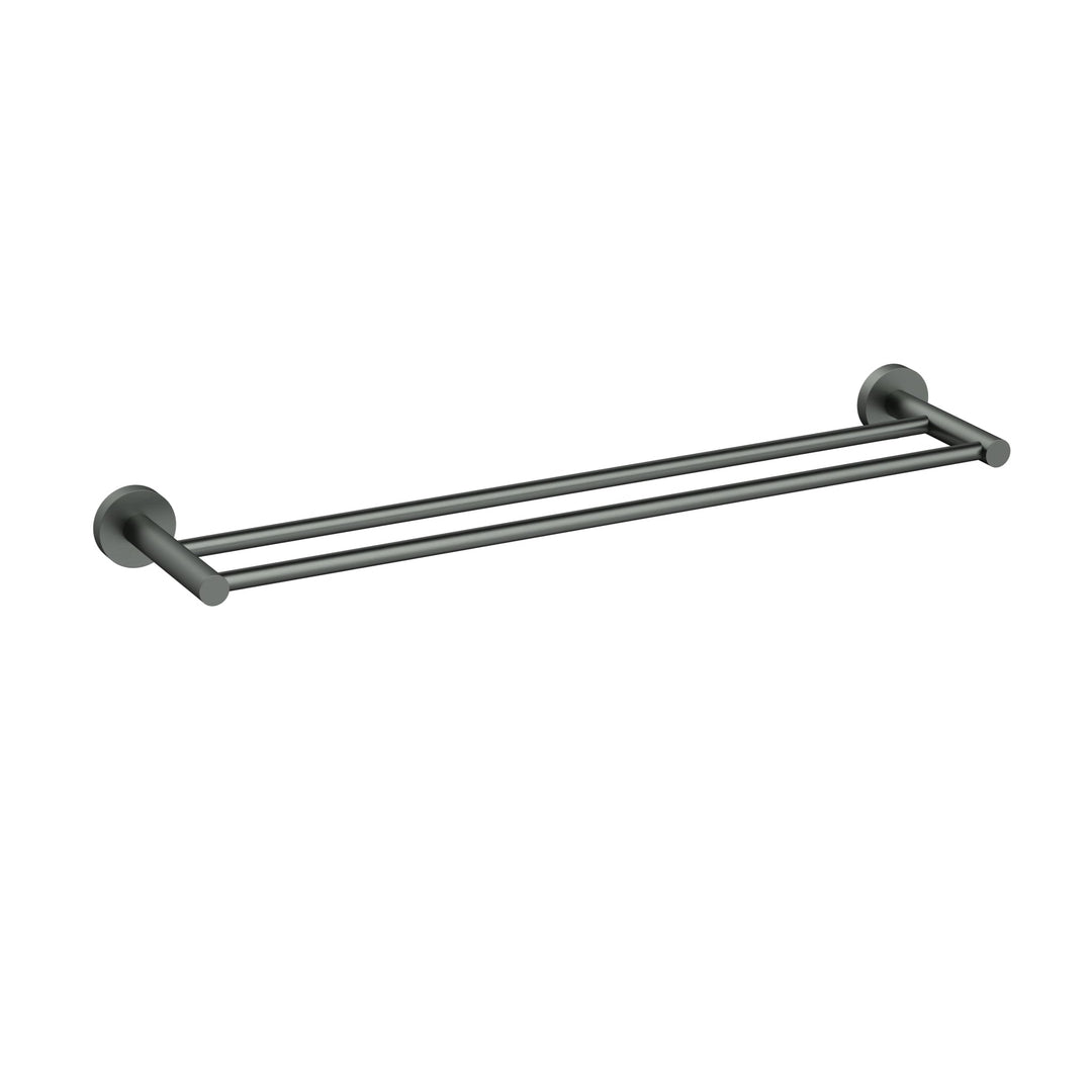 Aria Double Towel Rail 600mm Brushed Gun Metal