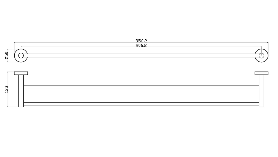 Aria Double Towel Rail 900mm dimensions