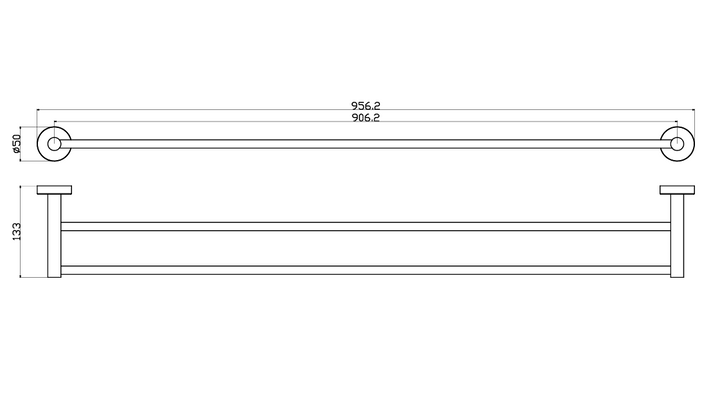 Aria Double Towel Rail 900mm dimensions