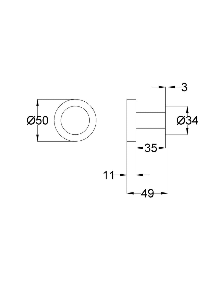 Aria Robe Hook dimensions