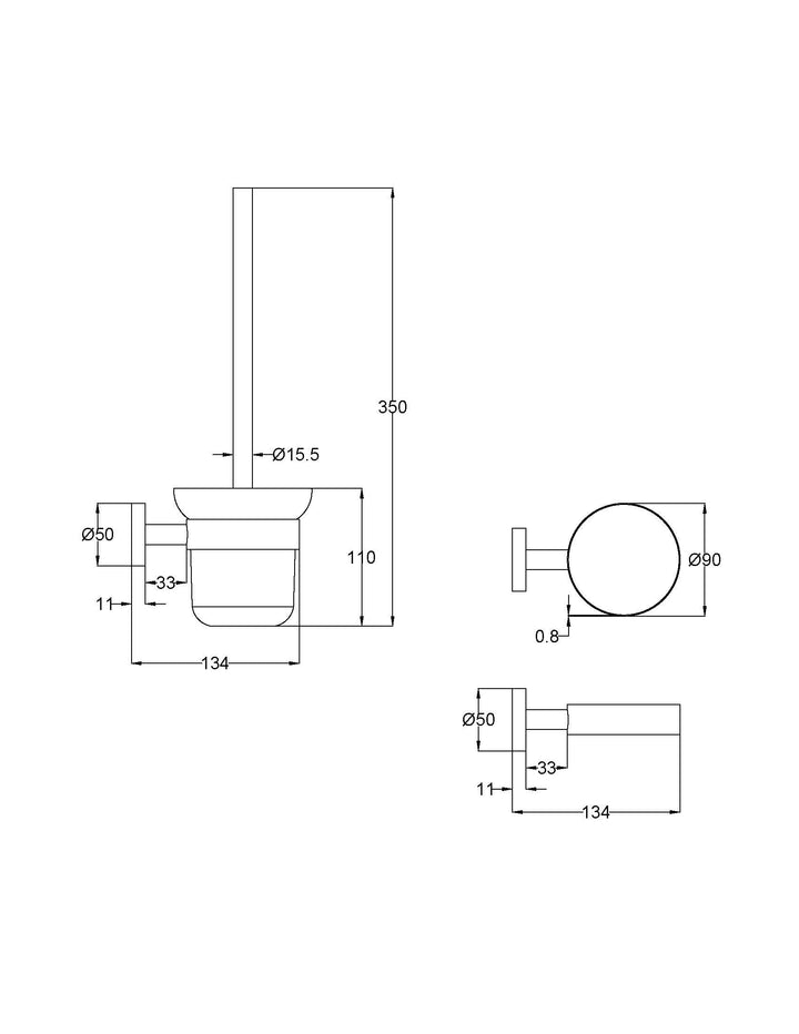 Aria Toilet Brush Holder dimensions