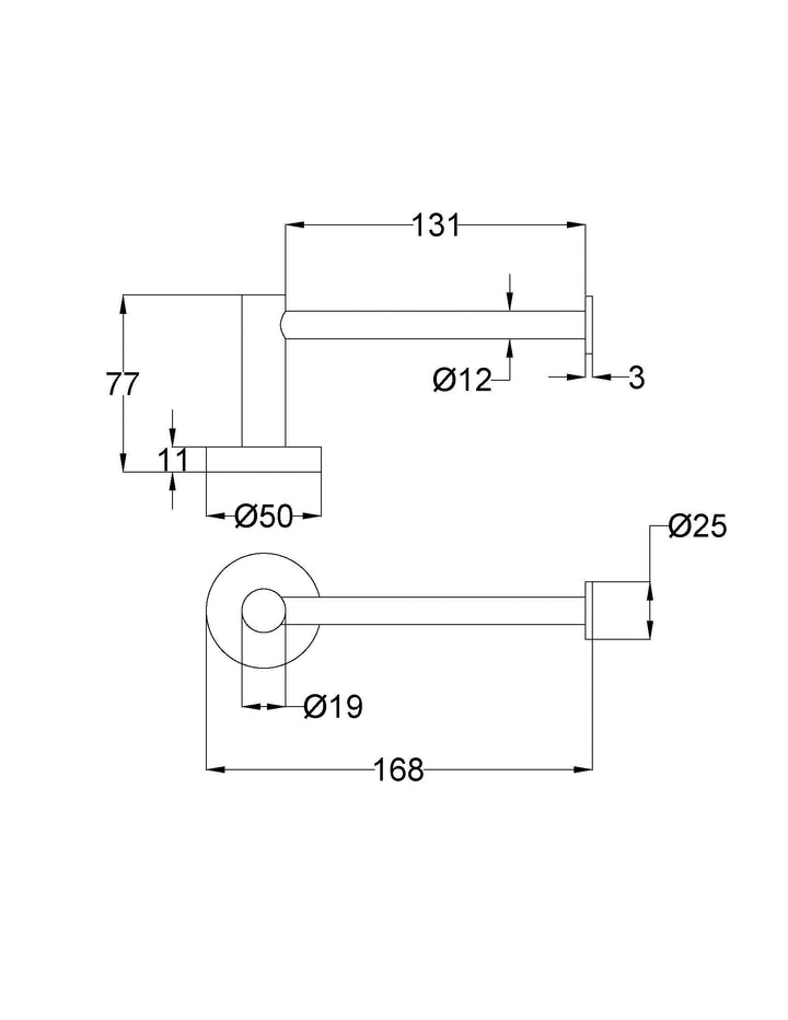 Aria Toilet Roll Holder dimensions