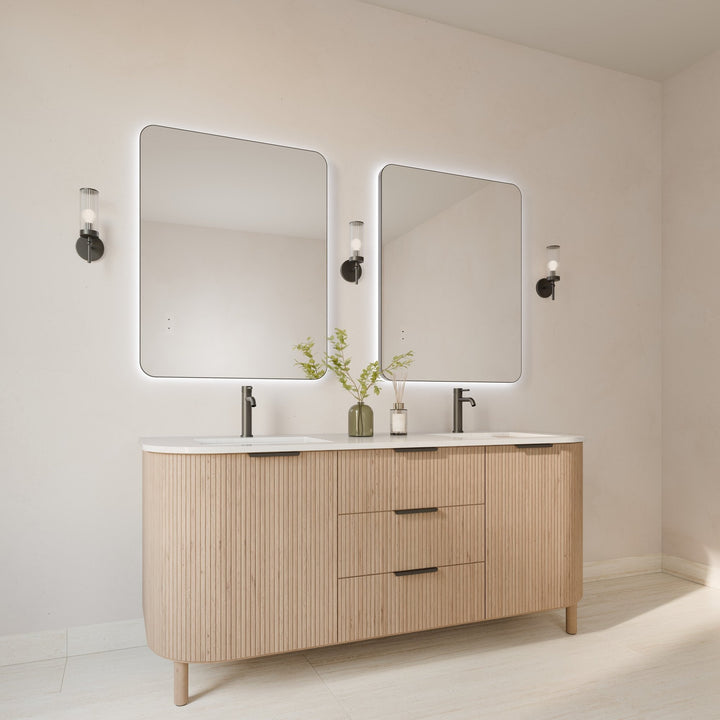 Lumixe Asta Soft Square Framed LED Mirror in Matt Black