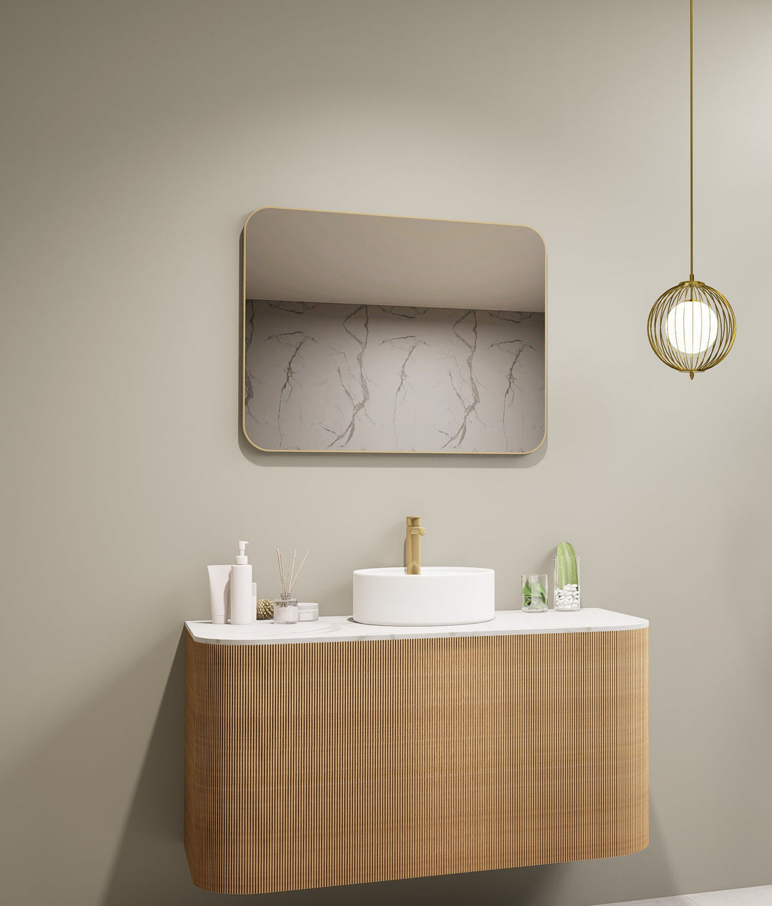 Lumixe Asta Soft Square Framed Mirror in Brushed Gold